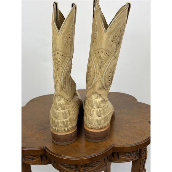 Manoma Tan Embossed Alligator Western Boots Contrast Stitching Mens Size 10.5 main image 7
